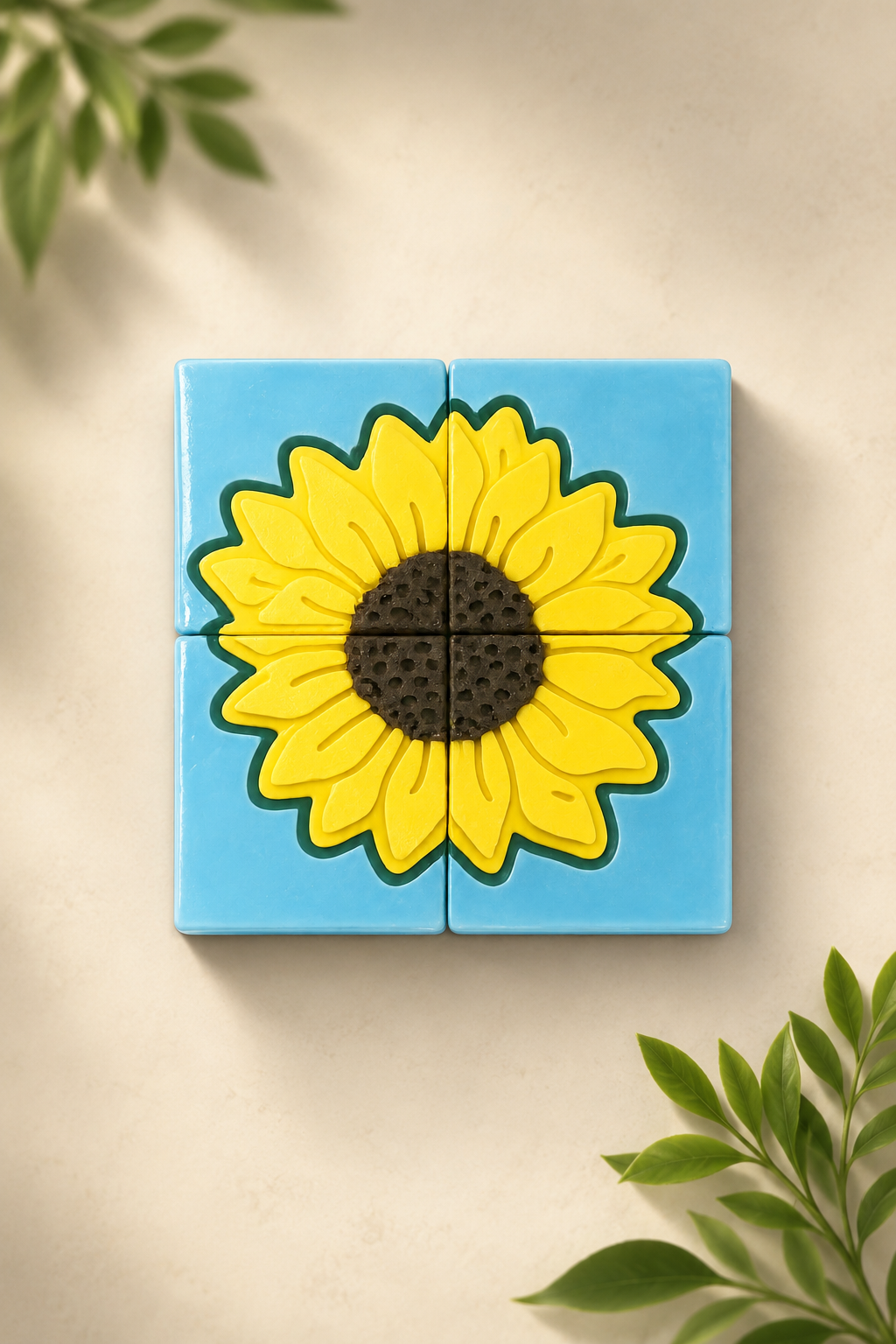 Sunflower Sands soap - blue sunflower tile art
