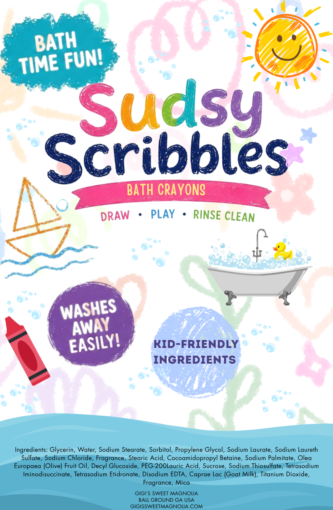 Sudsy Scribbles Bath Crayons - dinosaur shaped crayons in assorted colors