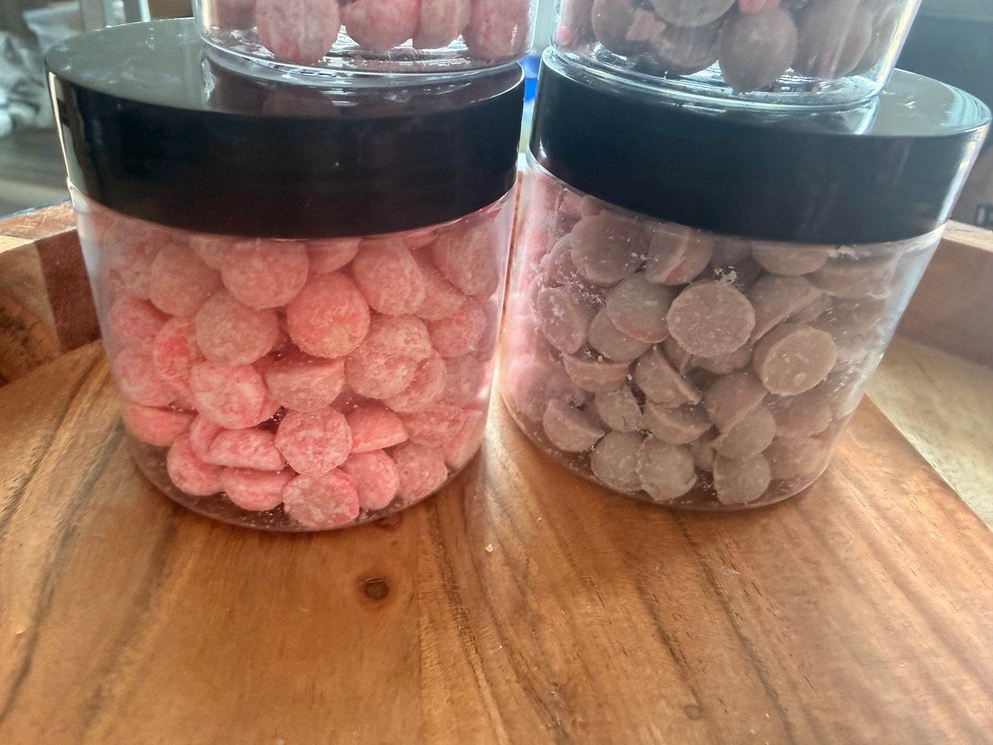Watermelon Splash Lotion Dots - two jars close up