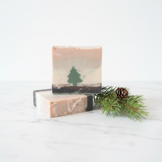 Mahogany Ember pine tree artisan soap bars - clean white background